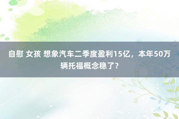 自慰 女孩 想象汽车二季度盈利15亿，本年50万辆托福概念稳了？