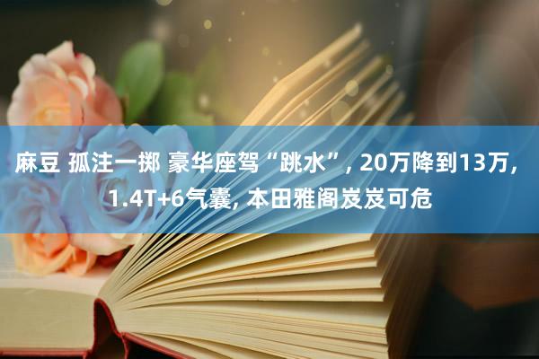 麻豆 孤注一掷 豪华座驾“跳水”， 20万降到13万， 1.4T+6气囊， 本田雅阁岌岌可危