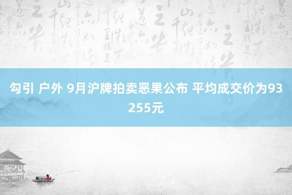 勾引 户外 9月沪牌拍卖恶果公布 平均成交价为93255元