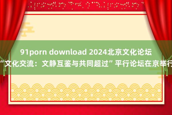 91porn download 2024北京文化论坛“文化交流：文静互鉴与共同超过”平行论坛在京举行