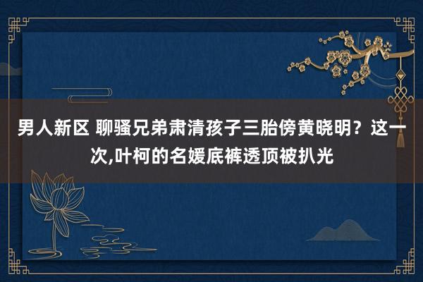 男人新区 聊骚兄弟肃清孩子三胎傍黄晓明？这一次，叶柯的名媛底裤透顶被扒光