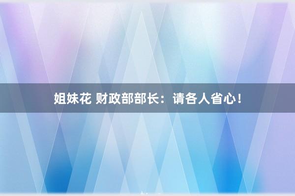 姐妹花 财政部部长：请各人省心！