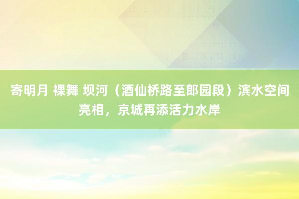 寄明月 裸舞 坝河（酒仙桥路至郎园段）滨水空间亮相，京城再添活力水岸