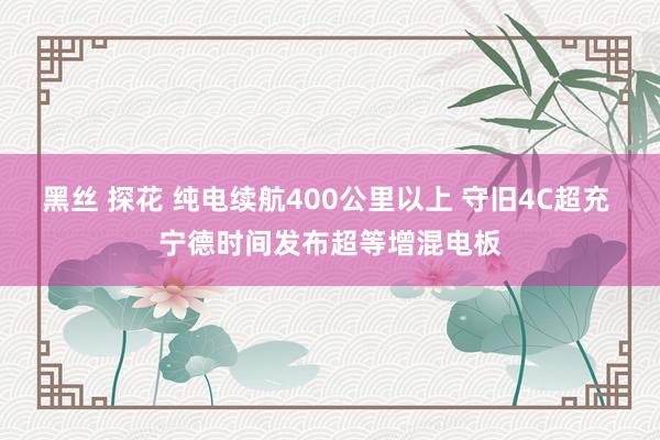 黑丝 探花 纯电续航400公里以上 守旧4C超充 宁德时间发布超等增混电板