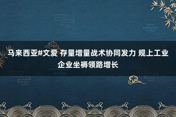 马来西亚#文爱 存量增量战术协同发力 规上工业企业坐褥领路增长