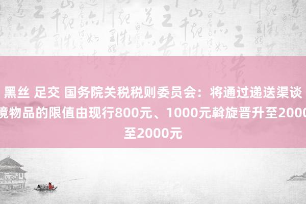 黑丝 足交 国务院关税税则委员会：将通过递送渠谈进境物品的限值由现行800元、1000元斡旋晋升至2000元