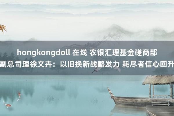 hongkongdoll 在线 农银汇理基金磋商部副总司理徐文卉：以旧换新战略发力 耗尽者信心回升