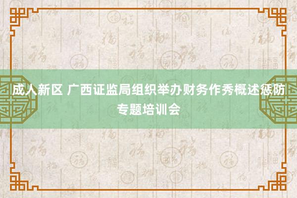 成人新区 广西证监局组织举办财务作秀概述惩防专题培训会