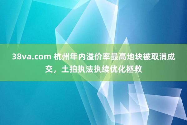 38va.com 杭州年内溢价率最高地块被取消成交，土拍执法执续优化拯救