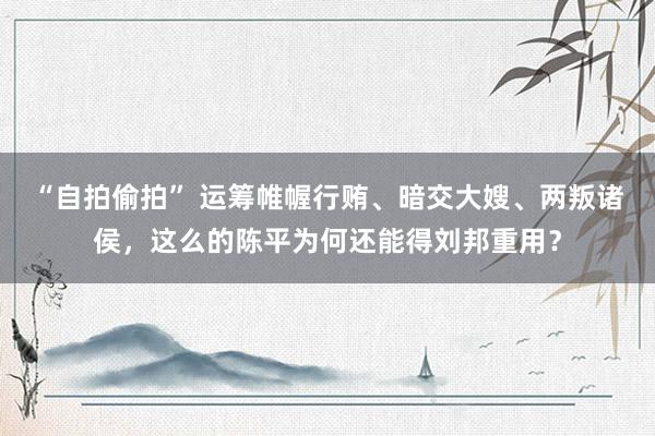 “自拍偷拍” 运筹帷幄行贿、暗交大嫂、两叛诸侯，这么的陈平为何还能得刘邦重用？