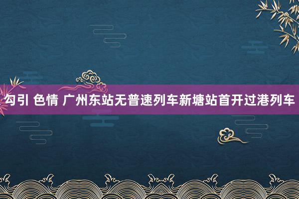 勾引 色情 广州东站无普速列车新塘站首开过港列车