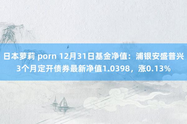 日本萝莉 porn 12月31日基金净值：浦银安盛普兴3个月定开债券最新净值1.0398，涨0.13%