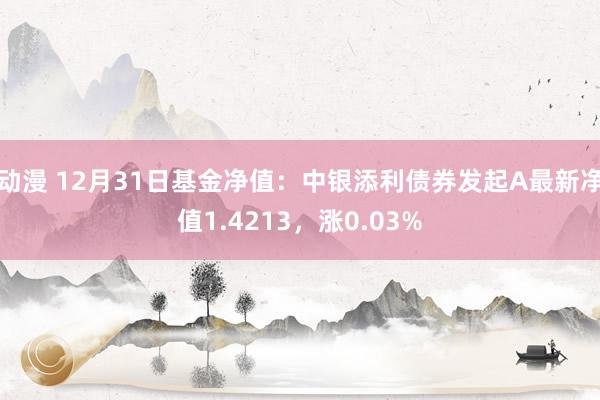 动漫 12月31日基金净值：中银添利债券发起A最新净值1.4213，涨0.03%