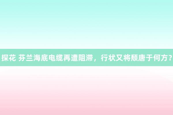 探花 芬兰海底电缆再遭阻滞，行状又将颓唐于何方？