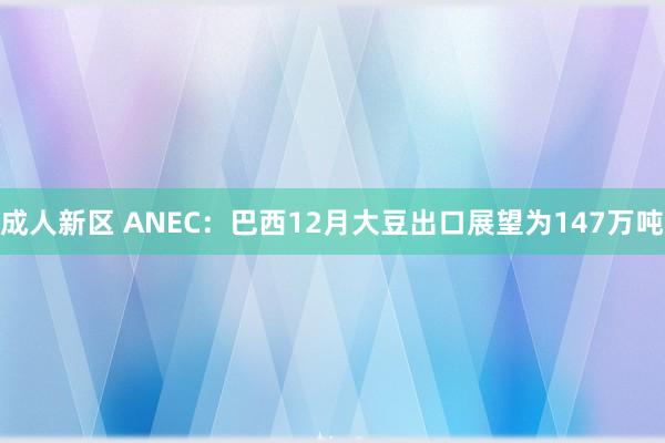 成人新区 ANEC：巴西12月大豆出口展望为147万吨