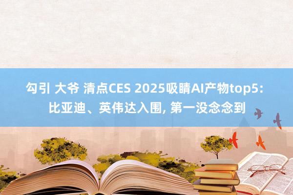 勾引 大爷 清点CES 2025吸睛AI产物top5: 比亚迪、英伟达入围， 第一没念念到