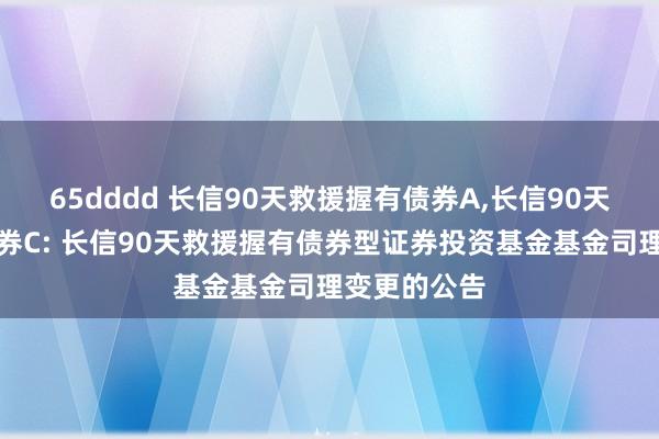 65dddd 长信90天救援握有债券A，长信90天救援握有债券C: 长信90天救援握有债券型证券投资基金基金司理变更的公告