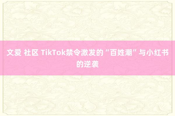 文爱 社区 TikTok禁令激发的“百姓潮”与小红书的逆袭