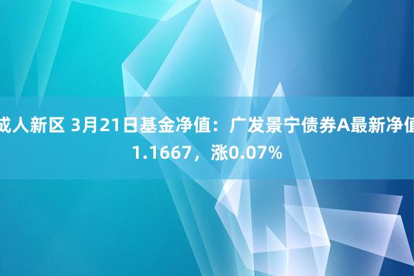 成人新区 3月21日基金净值：广发景宁债券A最新净值1.1667，涨0.07%